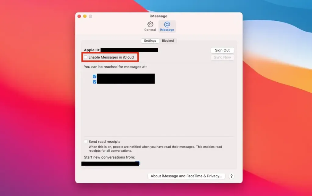 disable imessage on mac