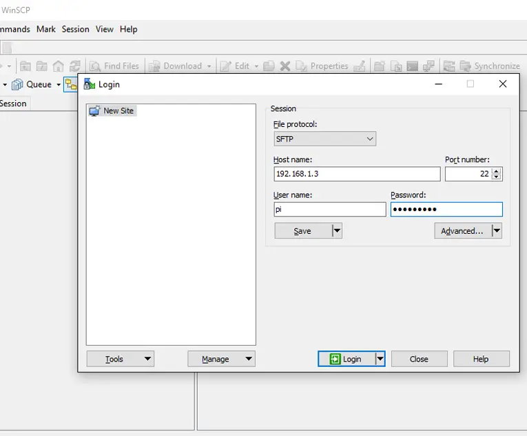 raspberry pi sftp file transfer