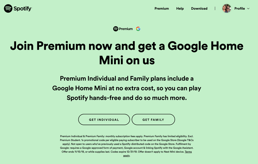 Claim free sale google mini spotify