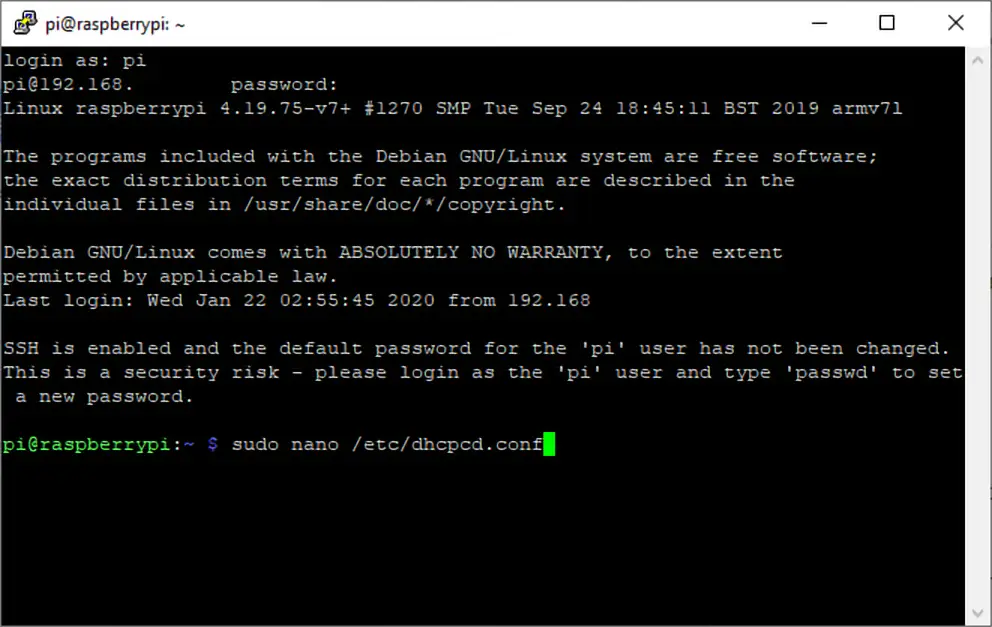 setting a static ip raspberry pi