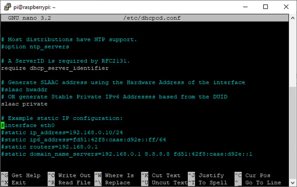 raspbian set static ip address eth0